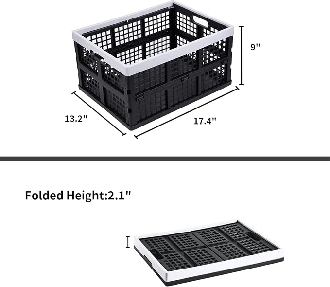 3-Pack Plastic Collapsible Storage Crates-30L, Foldable Plastic Crates - Image 3