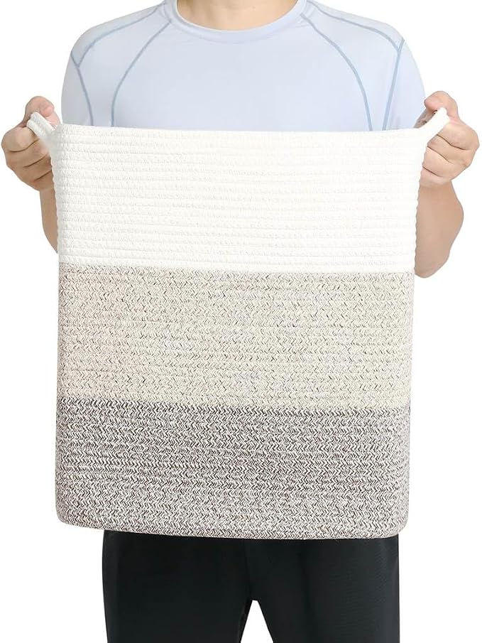 Tall Laundry Basket With Handles, Woven Cotton Rope Big Laundry Hamper Sorters - Image 6