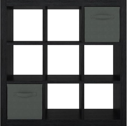 Bookshelf with Storage Bins, 9-Cube Storage Organizer Sturdy Wooden Bookcase - Image 8