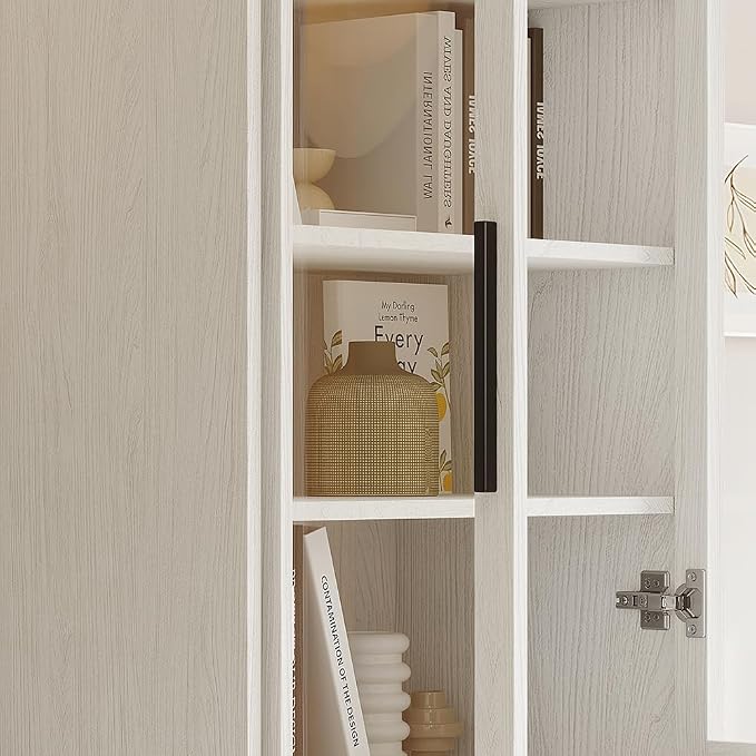 TUSY 70.9“ H Bookcase with Doors, 6-Tier Bookshelf with Open Shelf, Display - Image 6