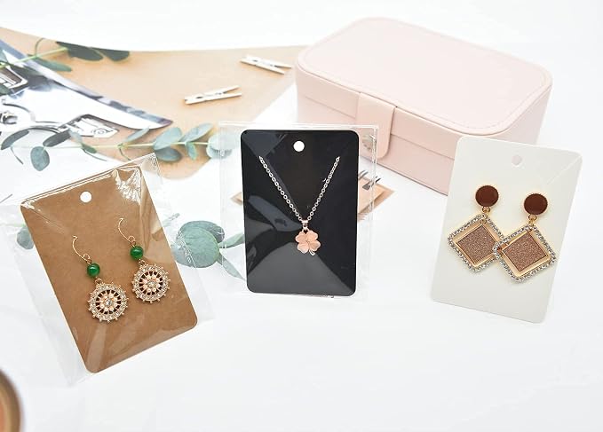 White Earring Display Cards Set | 100 Pcs Earring Card Holder 100 Pcs Self - Image 7