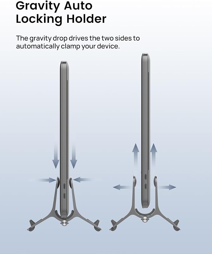 SODI Vertical Laptop Stand for Desk, Gravity Auto Lock MacBook Stand, Aluminum - Image 2