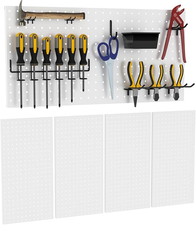4 PCS - 12" W x 24" H x 0.78" D Metal Pegboard Wall Organizer, Compatible - Image 5