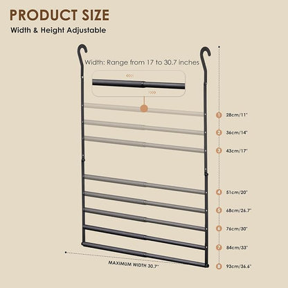 Hanging Closet Rod, Hanging Clothes Organizer, Adjustable, 2 Pack | Metal - Image 3