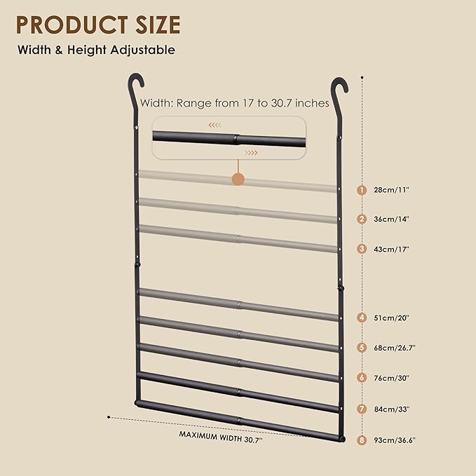 Hanging Closet Rod, Hanging Clothes Organizer, Adjustable, 1 Pack | Metal - Image 3