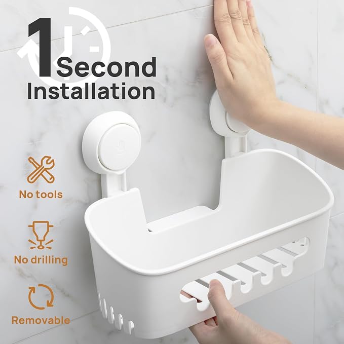 LEVERLOC Shower Caddy Suction Cup 2 Pack, Shower Organizer Removable Bathroom - Image 2