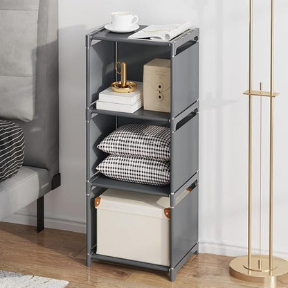 RIIPOO Book Shelf, 3-Cube Storage Organizer, Metal & Fabric Bookcase - Image 6