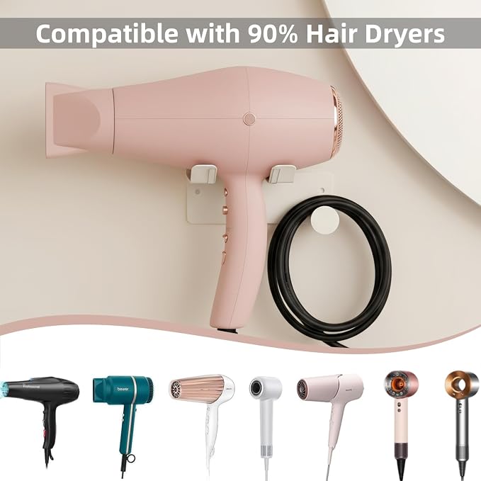 Hair Dryer Holder, Stainless Steel Blow Dryer Holder Self Adhesive, Dyson Hair - Image 2