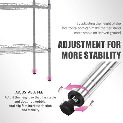 NChanmar 6-Tier Chrome Metal Shelving Unit Storage Shelves Heavy Duty Adjustable - Image 4