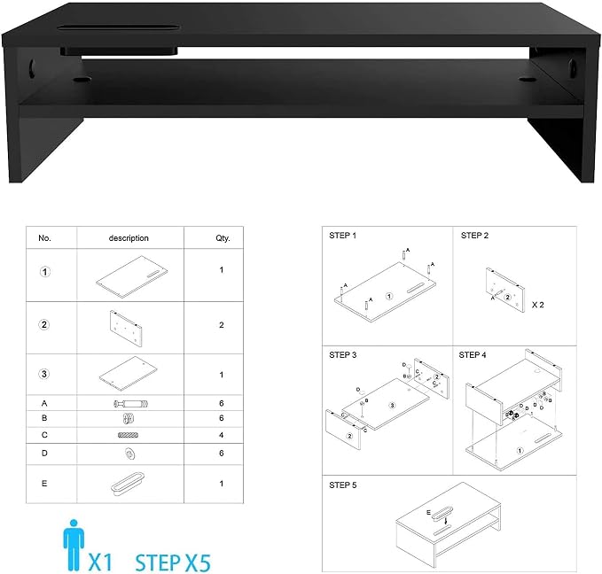 BONTEC Wood Monitor Stand Riser, 2-Tier Desktop Organizer - Image 9