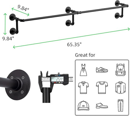 Wall Clothes Rack, Industrial Pipe Clothing Rack - Image 5