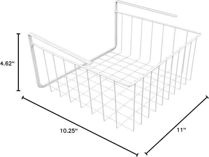 White Wire Under-Shelf Storage Basket, 10-Inch – Durable Organization Solution - Image 2