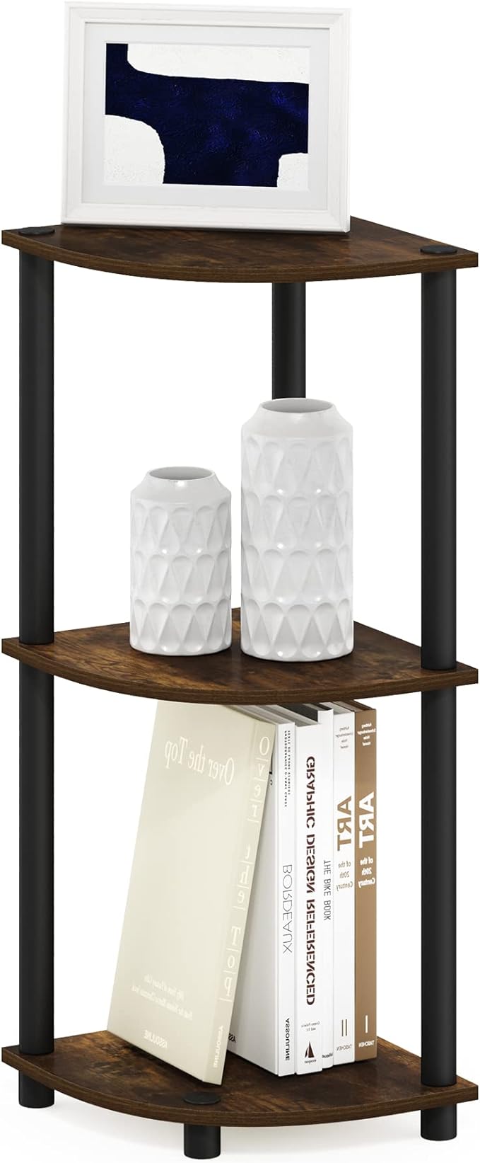 Furinno TURN-N-TUBE Corner Shelf, 3-Tier Corner Bookshelf, Display Storage by Furinno-FitsYourSpaceFitsYourBudget
