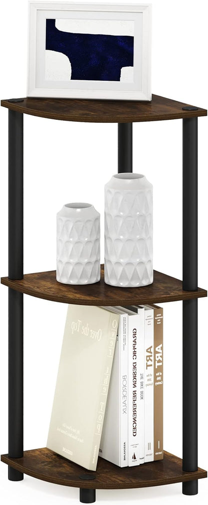 Furinno TURN-N-TUBE Corner Shelf, 3-Tier Corner Bookshelf, Display Storage by Furinno-FitsYourSpaceFitsYourBudget