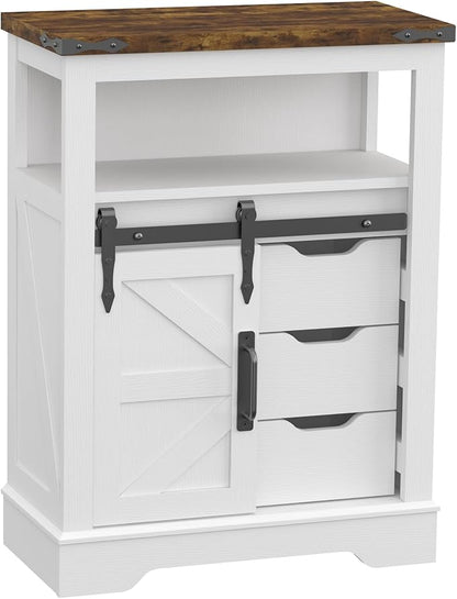 Panana Farmhouse Bathroom Floor Cabinet, Sliding Barn 3 Drawers & 1 Door by Panana