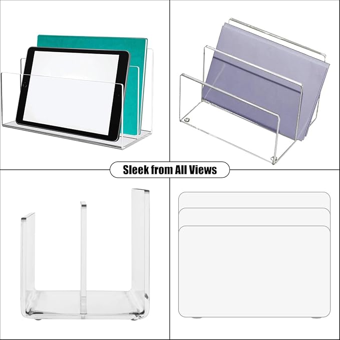 1 Pcs Acrylic Mile Sorter for Desk, 2 Upright Compartments Desk Mail Organizer - Image 4