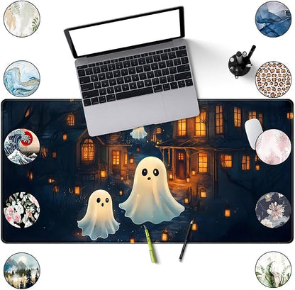 Cute Desk Mat Ghost Cartoon Mouse Pad Haunted House Style Desk Pad, Gaming - Image 8