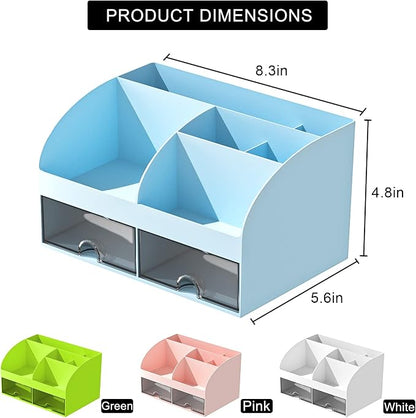 COMFYROOM Desk Organizer with 6 Compartments and 2 Drawers, Plastic Makeup - Image 2