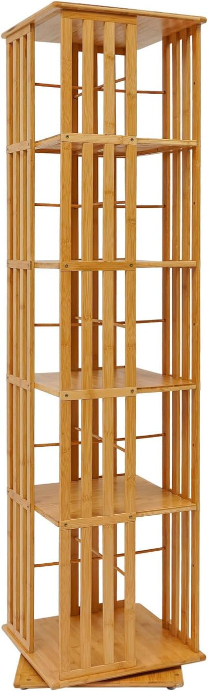 Rotating Bookshelf 5-Tier, 14.57x14.57x59.06in Floor Standing Book Storage - Image 5