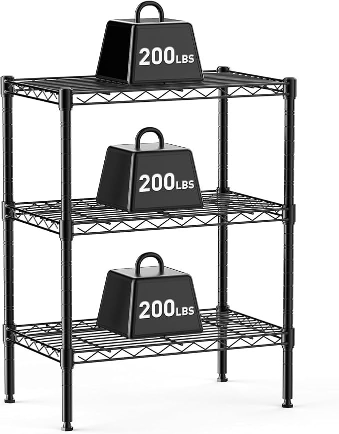 HealSmart 3-Tier Metal Wire Storage Shelves, Adjustable Standing Storage Rack by HealSmart