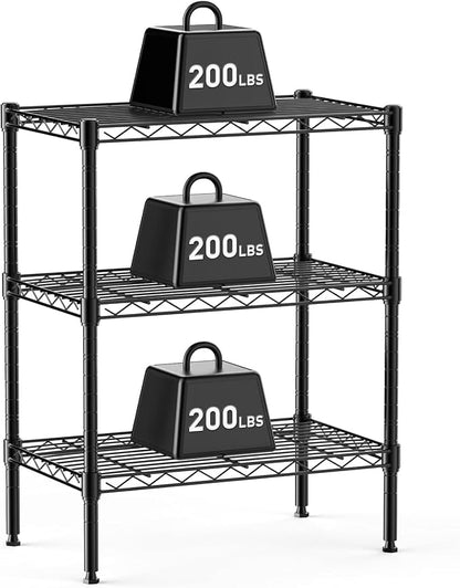 HealSmart 3-Tier Metal Wire Storage Shelves, Adjustable Standing Storage Rack by HealSmart