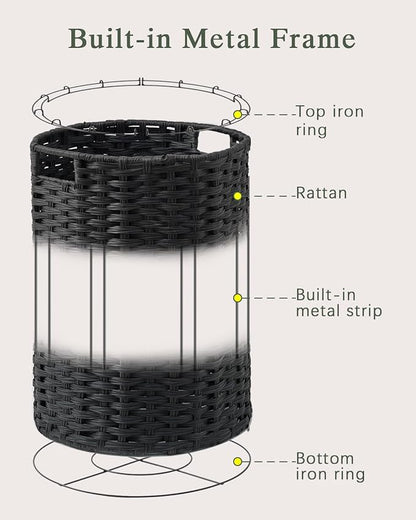 Laundry Basket Round Rattan Laundry Hamper 29.1 Gal Handwoven Large Wicker - Image 9