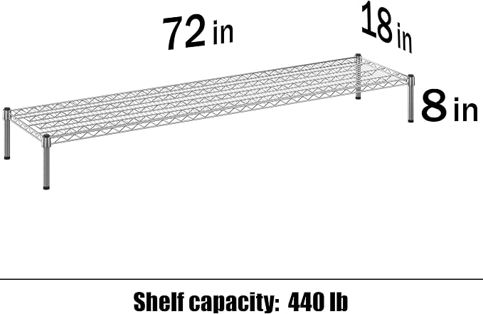 18" Deep x 72" Wide x 8" Height Wire Shelving Kit | 1-Tier | NSF Commercial - Image 3