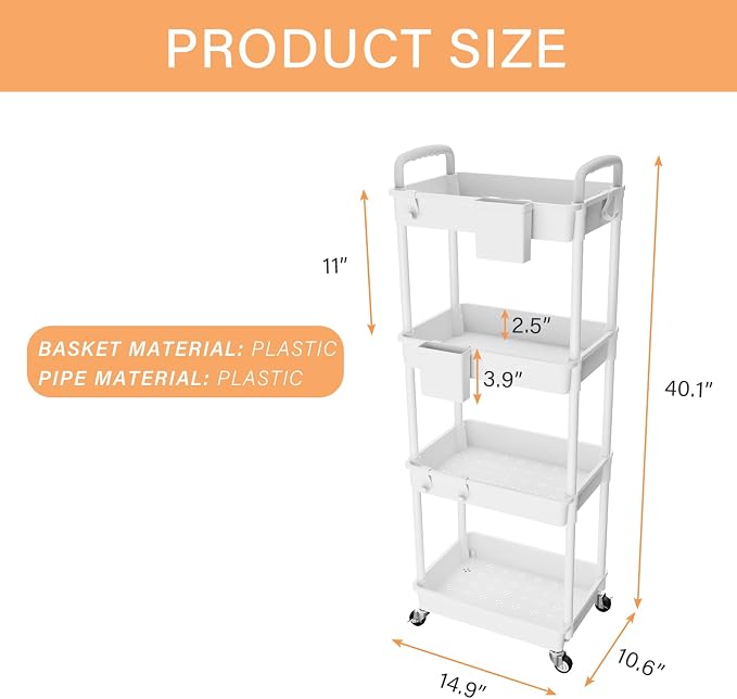 4 Tier Rolling Utility Cart - Image 5