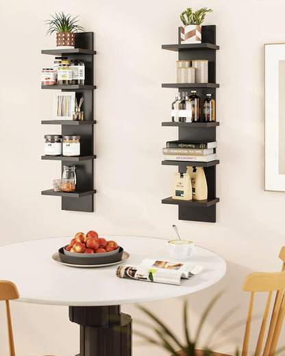 IBUYKE 5 Tier Wall Shelf Unit, Floating Storage Shelf Black WBC009B-2 | - Image 5