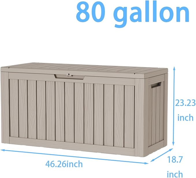 85 Gallon Outdoor Deck Box, Resin Waterproof Storage Box - Image 3