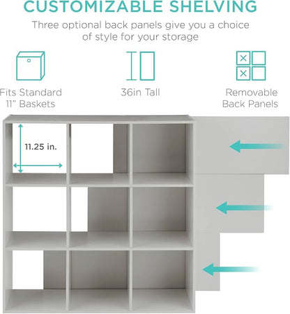 Best Choice Products Kids Bookcase 9-Cube Storage Organizer, 11in Shelf Opening - Image 3