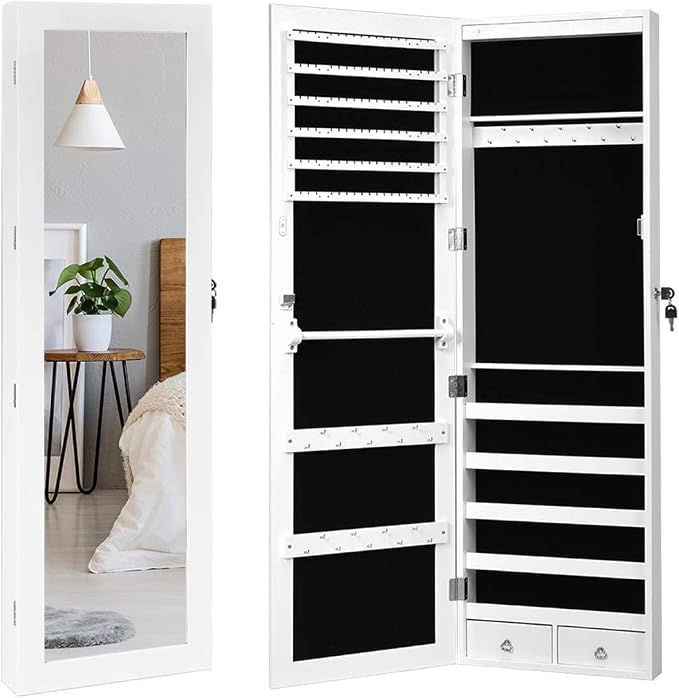 Giantex 15 LEDs Jewelry Armoire, Wall Mounted or Door Hanging, Lockable Jewelry - Image 8