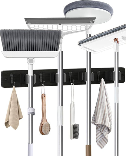 AceMining Broom Holder Wall Mounted, Wooden Mop and Broom Holder by AceMining