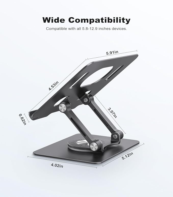 Swivel Tablet Stand with 360 Rotating Base, Adjustable Holder - Image 6