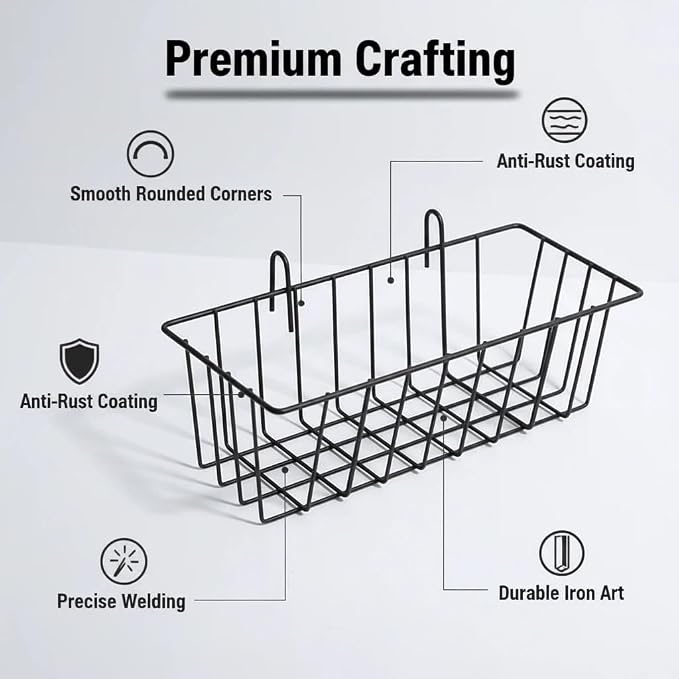10 PCS Grid Wall Baskets and Bins, No Drilling Small Hook Basket Set - Image 3