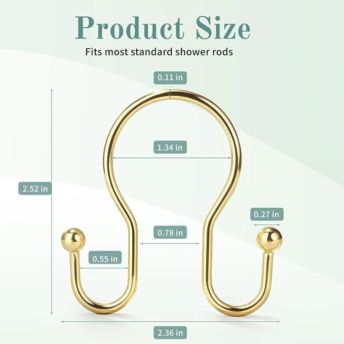 Goowin Shower Curtain Hooks, Stainless Steel Shower Curtain Hangers, Minimalist - Image 5