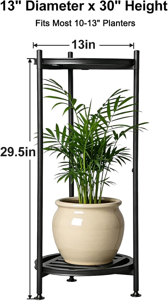 Plant Stand Indoor Outdoor, 2 Tier 30" Tall Metal Plant Stands, Heavy Duty - Image 3