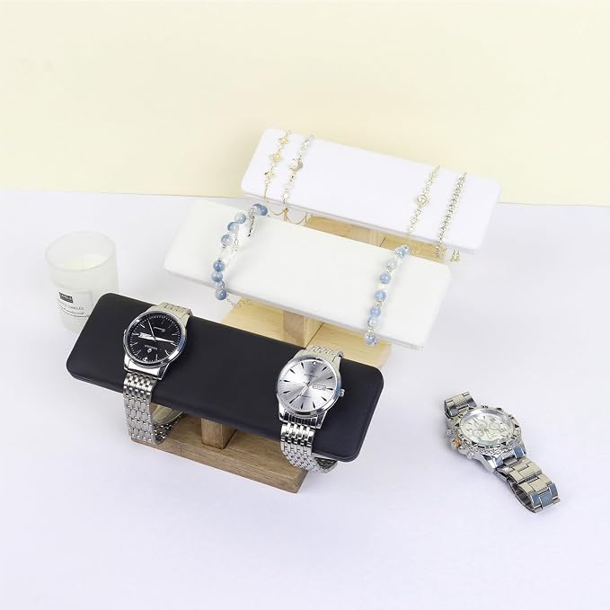 Bracelet Display Tower Jewelry Holder Organizer Rack Wooden Base Watch Display - Image 2
