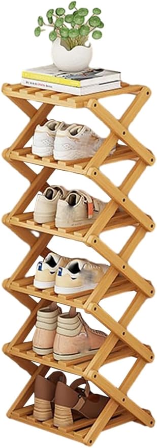 YYW Bamboo Shoe Rack for Entryway, Installation-Free and Foldable Vertical Shoe by YYW