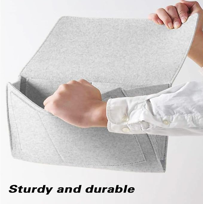 Bringsine 5 Pockets Bedside Caddy, Felt Bed Storage Organizer Hanging Bag Holder - Image 7