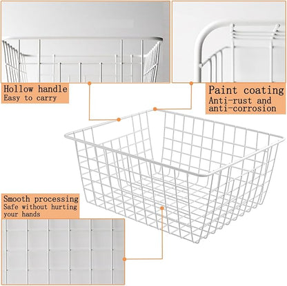 3 Pack Freezer White Wire Baskets - Image 3