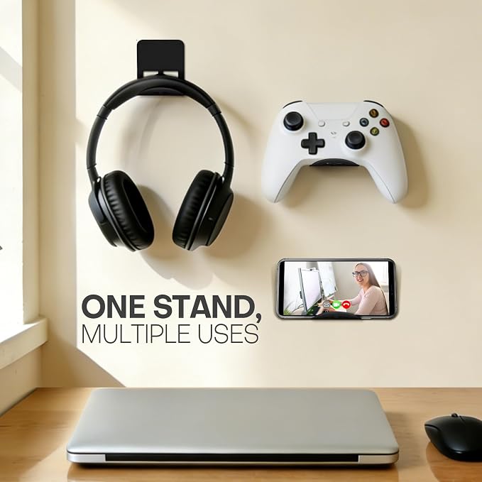 Wall Mount Headphone Stand, 2-in-1 Bendable Silicone Controller Holder - Image 2