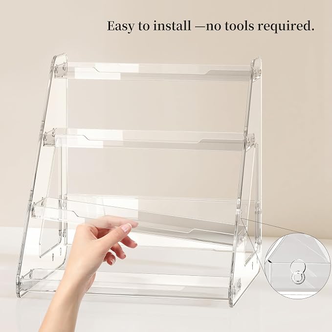 JOYZAN Clear Riser Display Stands 4 Tier Display Shelf Tiered Display Rack | - Image 7