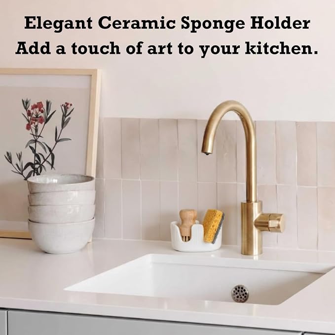 Ceramic Sponge Holder, 2-Slot Dish Sponge Holder - Image 8