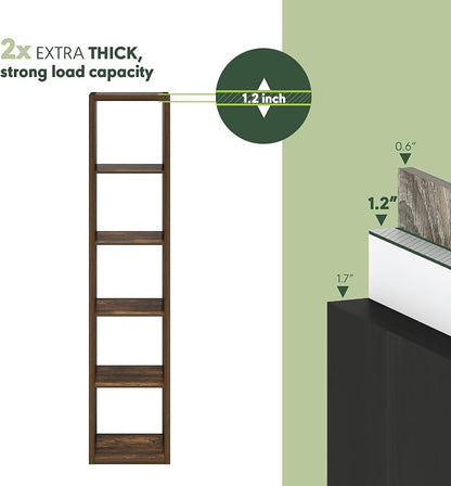 Furinno Cubicle 5-Cube Book Shelf, Extra Thick Frame Bookshelf, Dark Oak | - Image 3