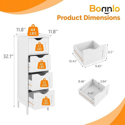 Bonnlo Skinny Bathroom Floor Storage Cabinet, Wooden Modern Thin Free Standing - Image 3