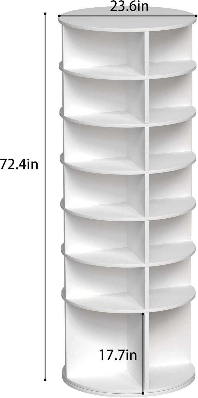 HomVent Rotating Shoe Rack Tower, 7-Tier Spinning Shoe Rack | 360° Revolving - Image 2