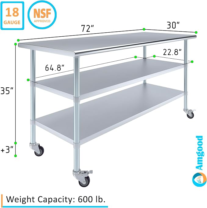 AmGood Stainless Steel Work Table - Image 3