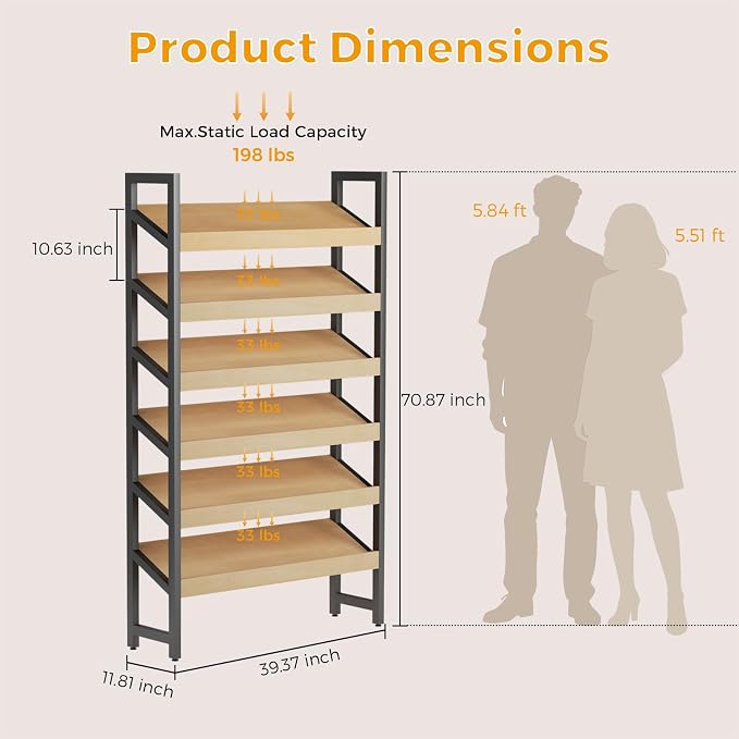 6-Tier Floor Standing Magazine Rack, Modern Literature Display Stand, Heavy - Image 2