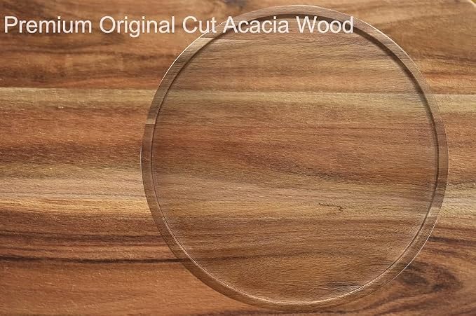 10" Acacia Wood Lazy Susan Organizer Kitchen Turntable - Image 4